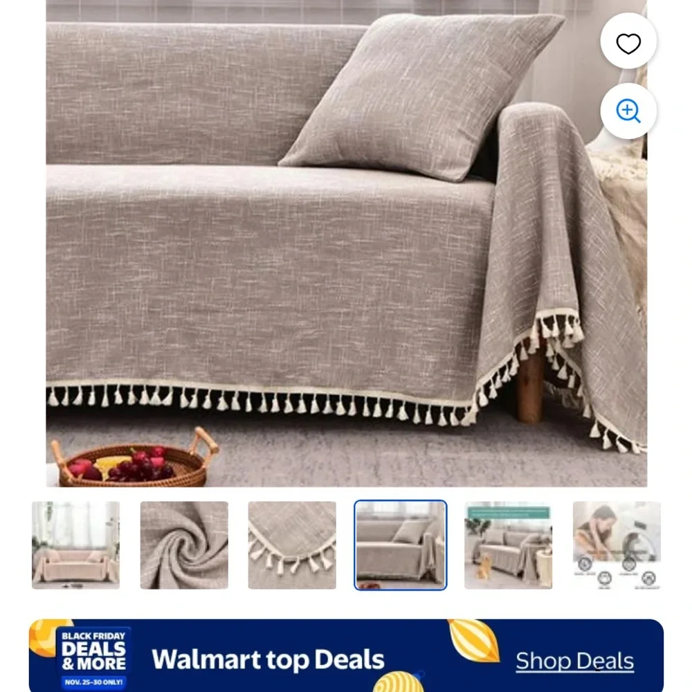 Elegant light pink Sofa Cover with Tassels